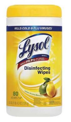 Product 84251: LYSOL DISINFECTANT WIPES, LEMON & LIME, TWO 3-PACKS 6/80