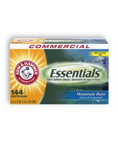 ARM&amp;HAMMER ESSENTIALS DRYER SHEETS, MOUNTAIN RAIN 144