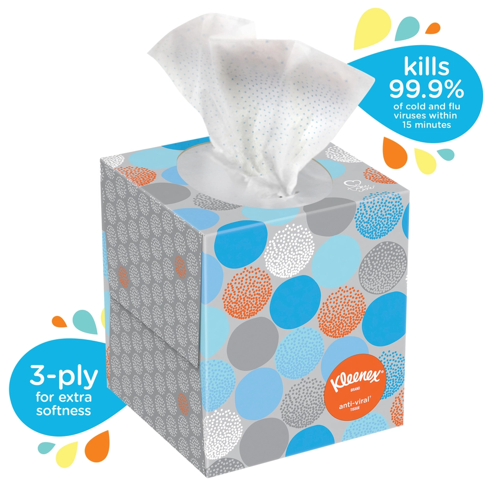 KLEENEX BOUTIQUE ANTI-VIRAL
FACE TISS 3PLY WHITE POP UP 
BOX 3BOX/PK 4PK/