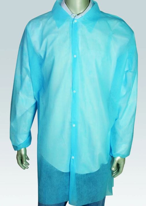 LIGHT BLUE POLYPRO LABCOAT XL
50/ PPES, SUIT