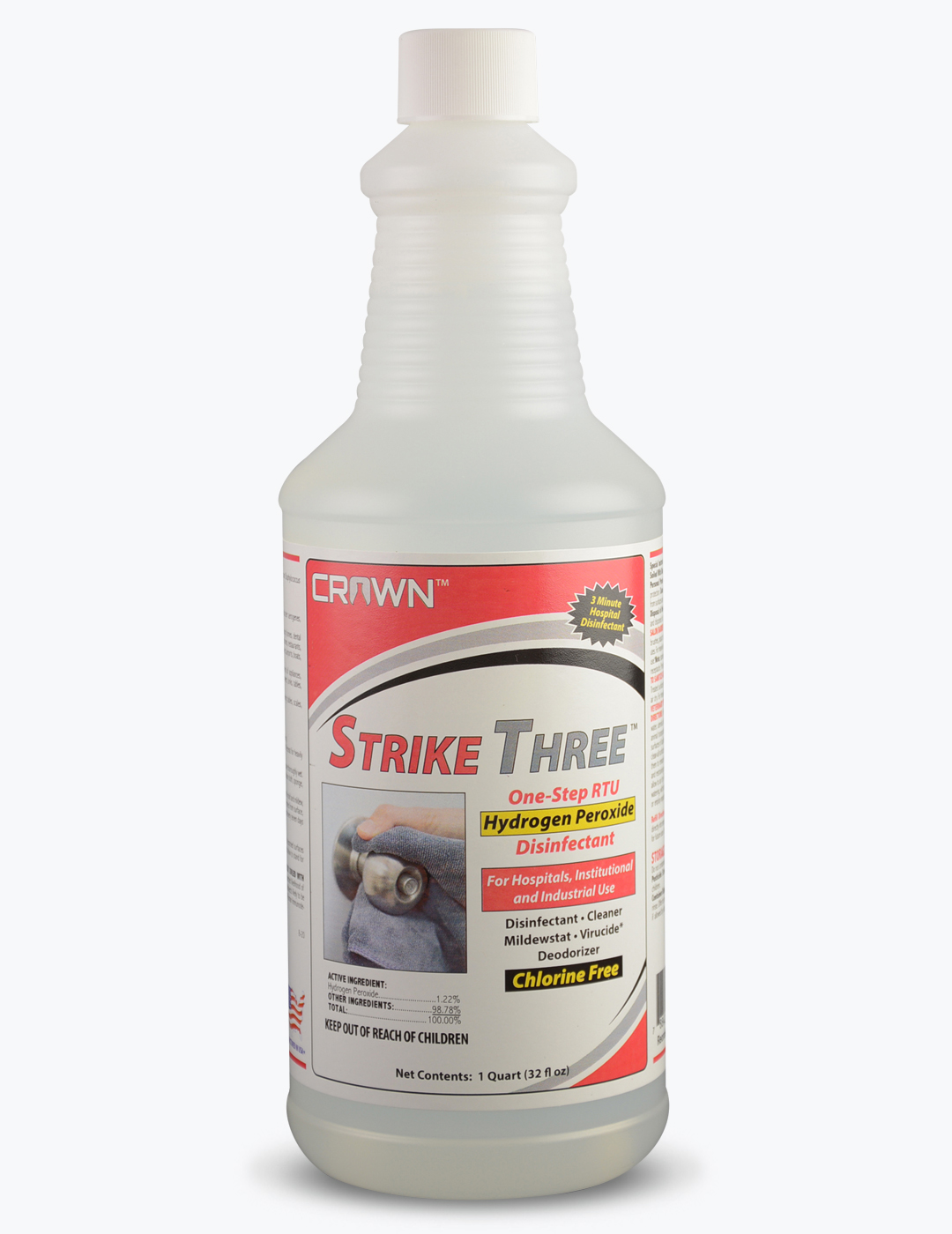 STRIKE THREE ONE-STEP RTU
HYDROGEN PEROXIDE DISINFECTANT
6QTS/, INCLUDES 1 SPRAYER PER
CASE (ODO910062QC12)