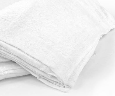 TERRY WHITE KNITS CLOTH RAGS, HEMMED EDGE 15X18 50LB